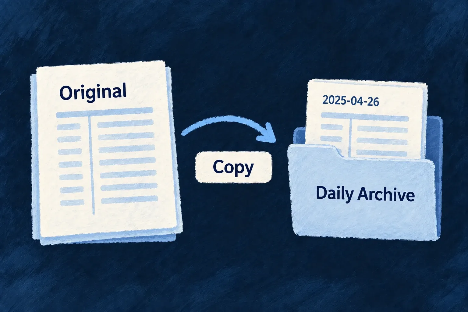 A dated archive receives a copy of the audit history while the original remains.