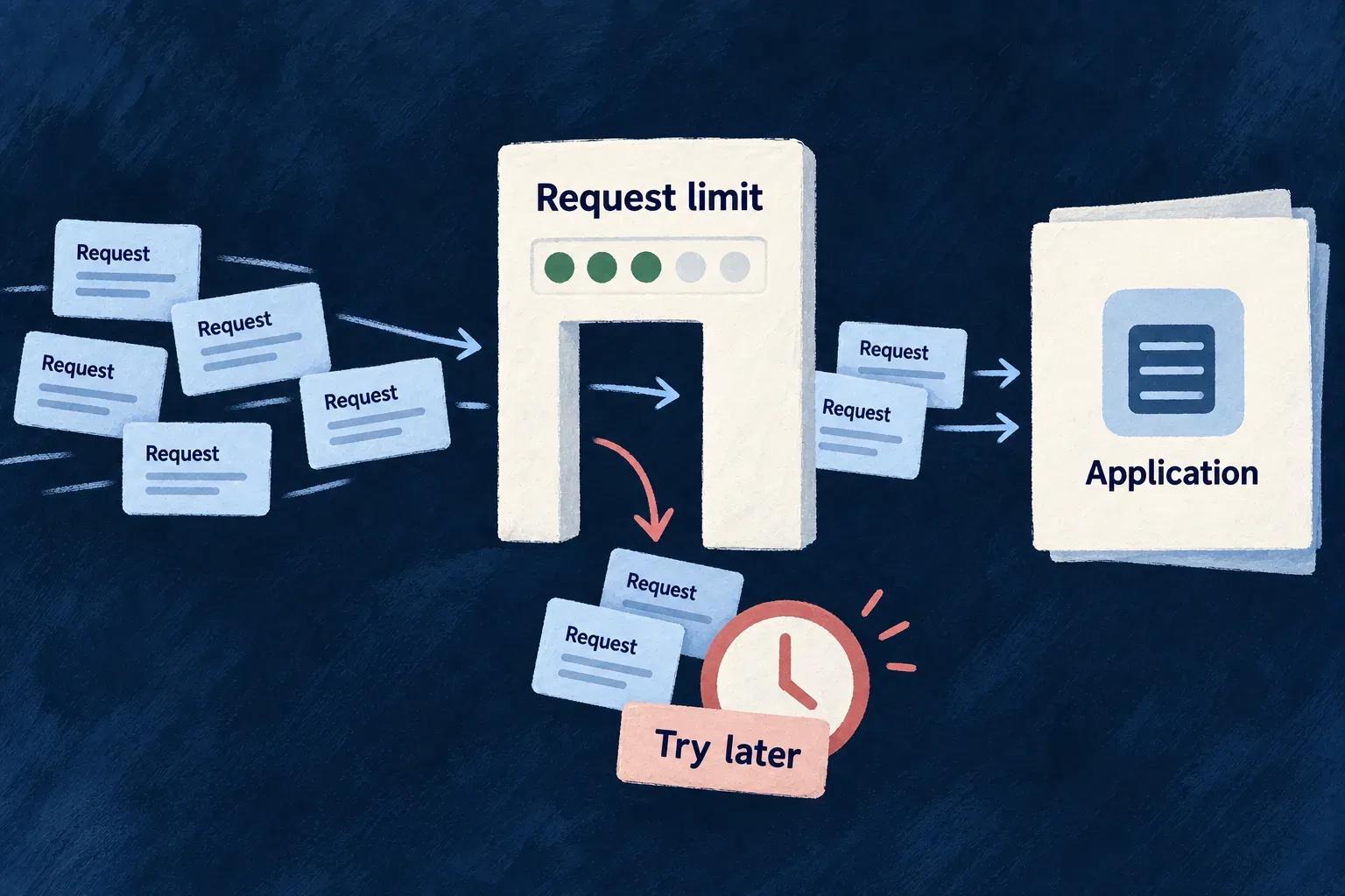 A request window admits work within its limit and refuses excess requests.