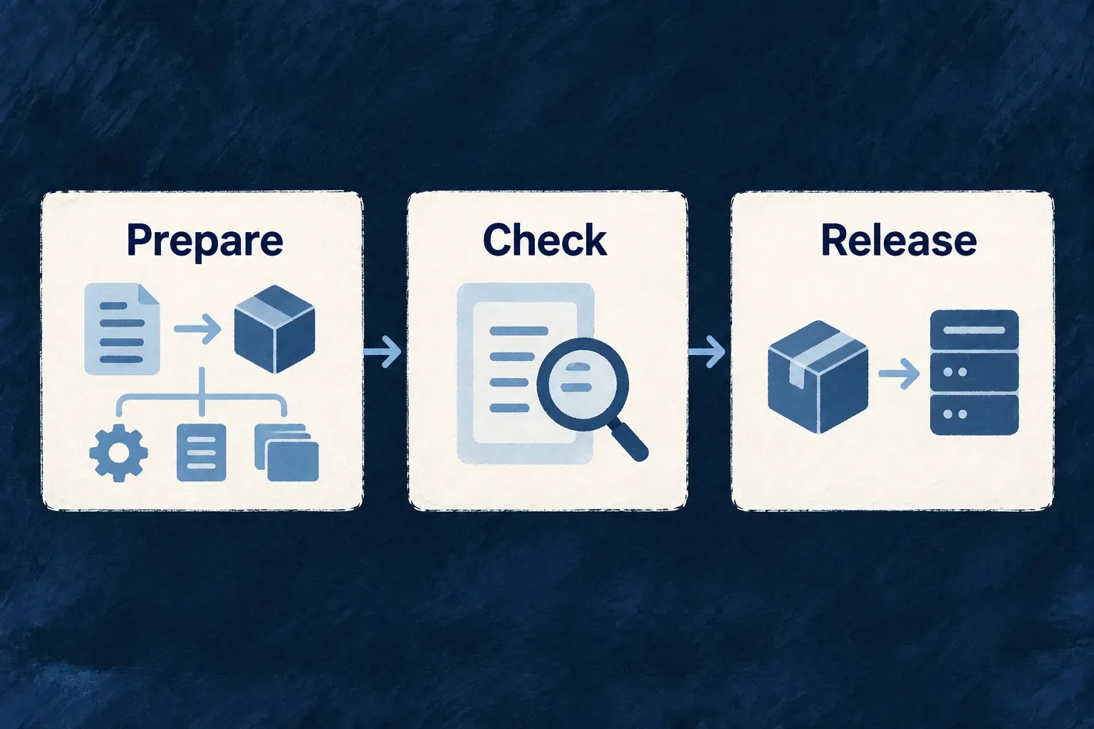 Release preparation connects packaging, checks and delivery to a running server.