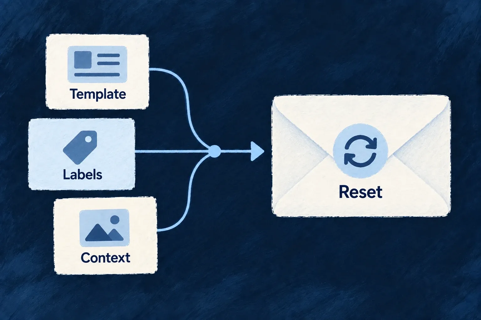 A React template combines localized labels and message context into a product email.
