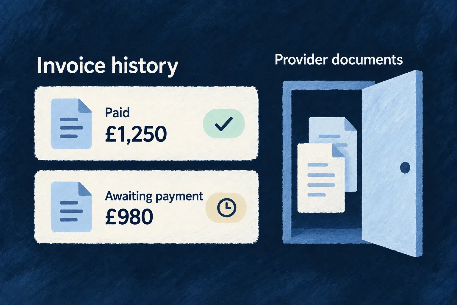 An invoice awaiting payment still shows the full invoice total. Payment status changes without replacing that total with the amount collected so far.