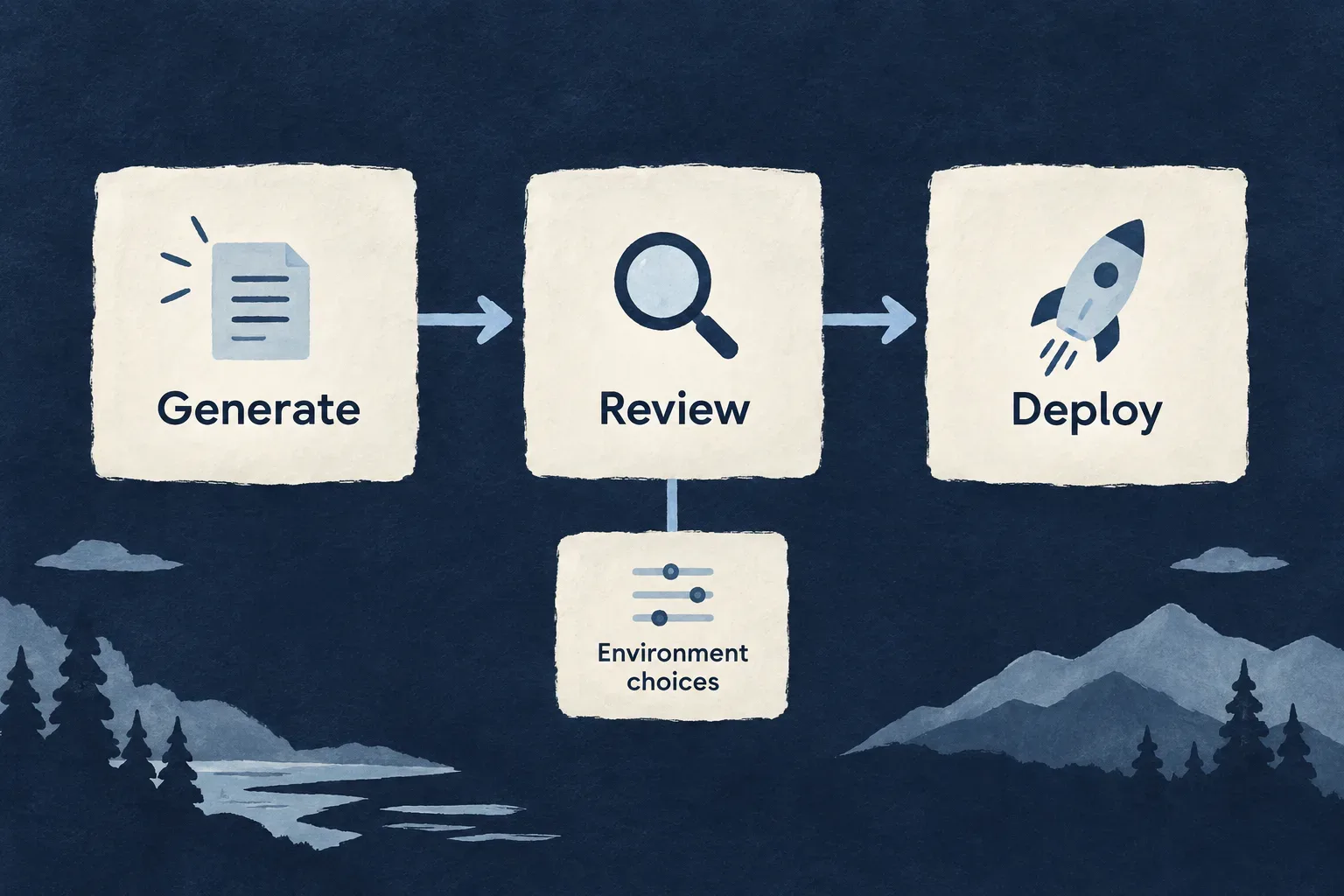 Generation leads to review of environment choices and deployment.