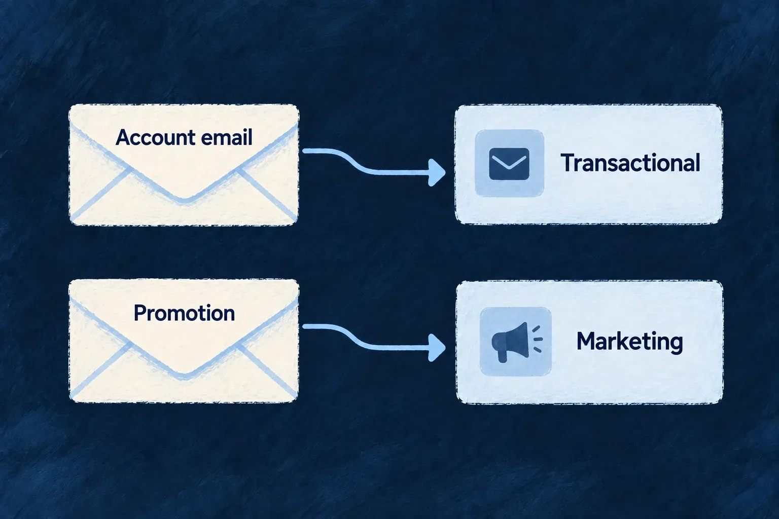 Account and promotional templates select separate email-provider capabilities.