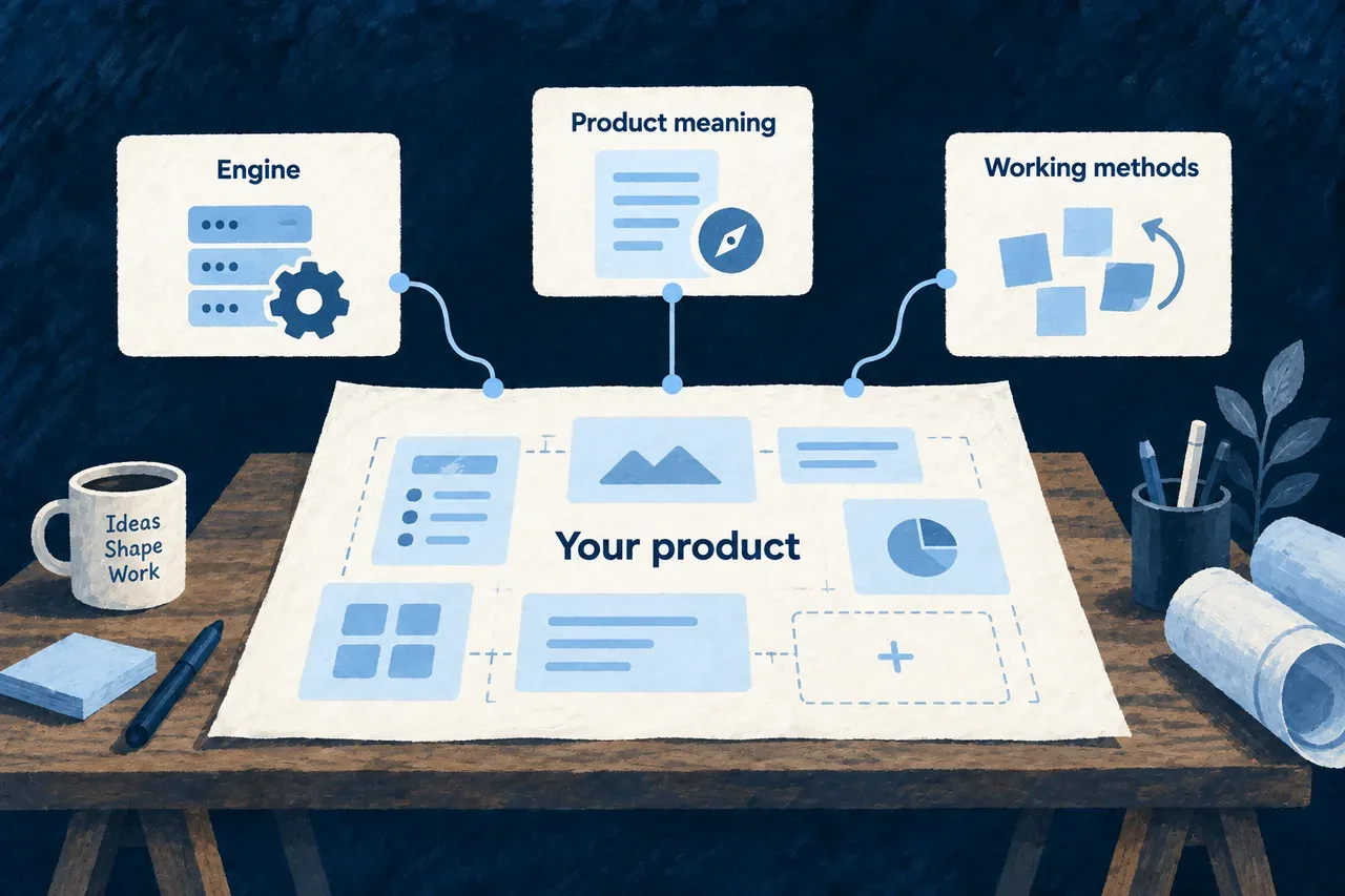 An adaptable product canvas supported by an engine, product meaning and working methods.