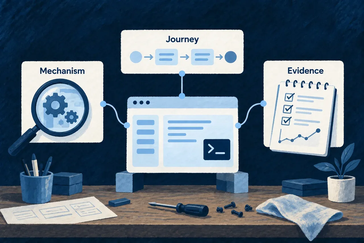 An application examined through its mechanisms, journeys and recorded evidence.