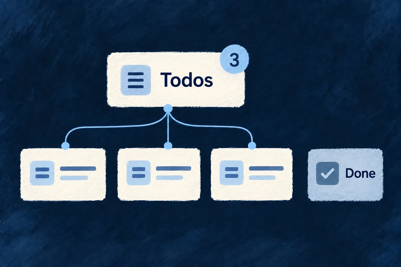 Three matching unfinished todos contribute to the Todos badge; a completed item does not.