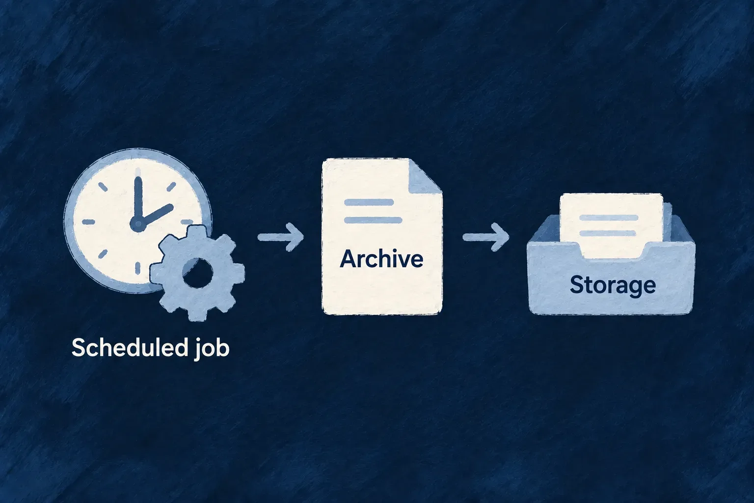 A scheduled background job writes an archive to storage.