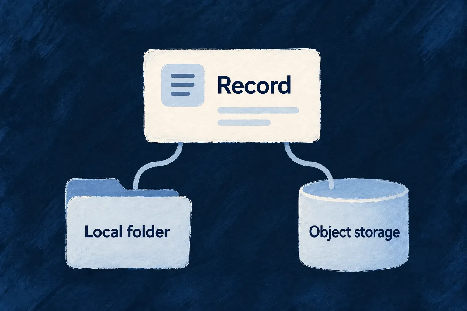 Two file fields on the same record use different declared storage destinations.