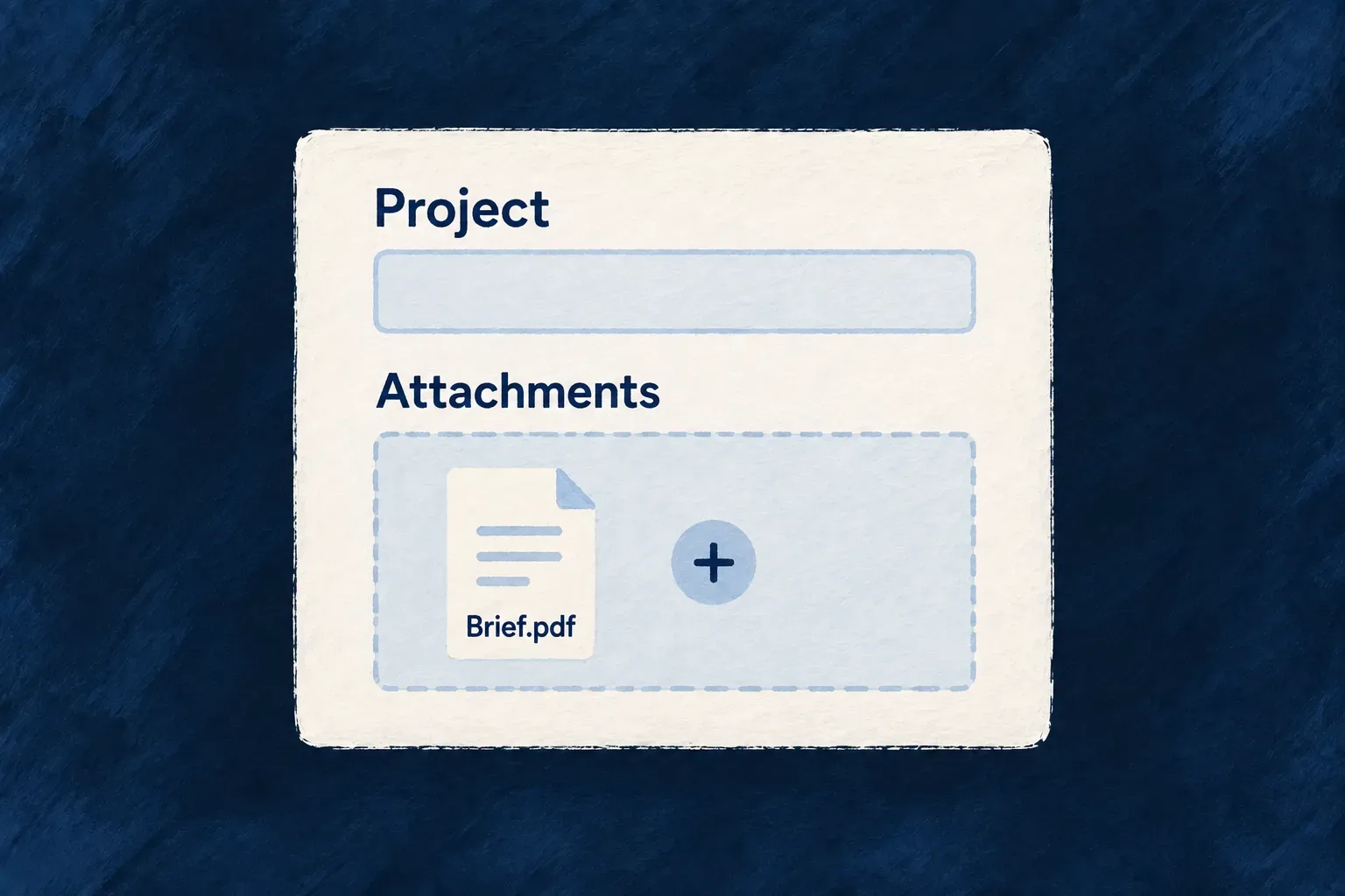 A project form includes a brief directly in its attachment field.