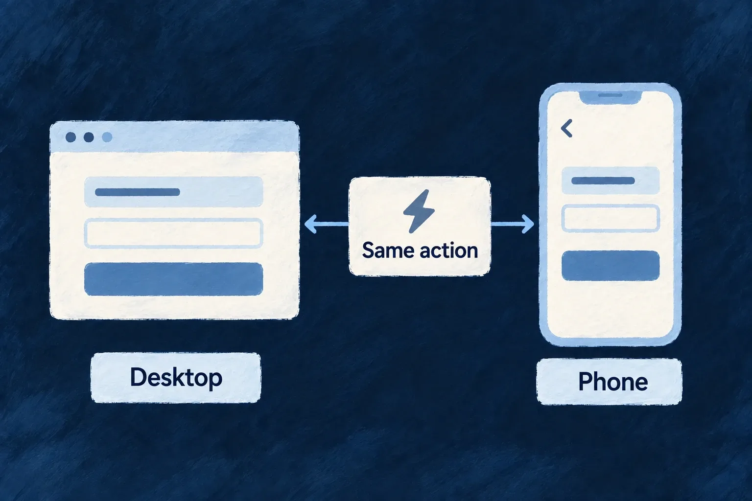 The same action adapts its layout between a desktop and a phone.