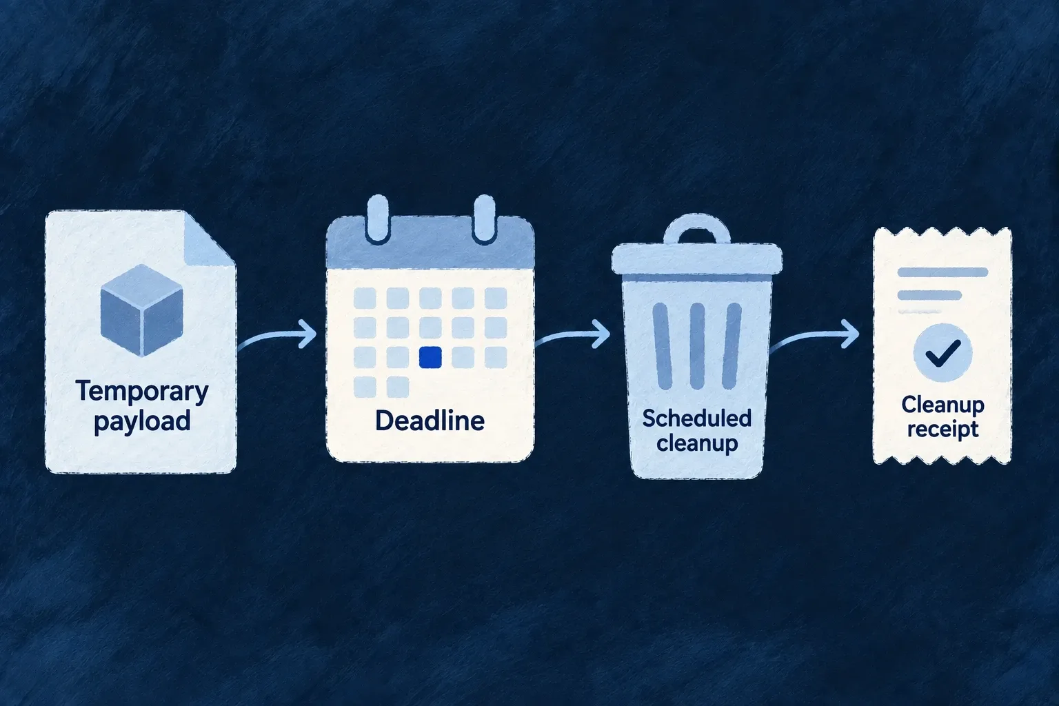 A temporary payload reaches its deadline and is removed through scheduled cleanup with an outcome.