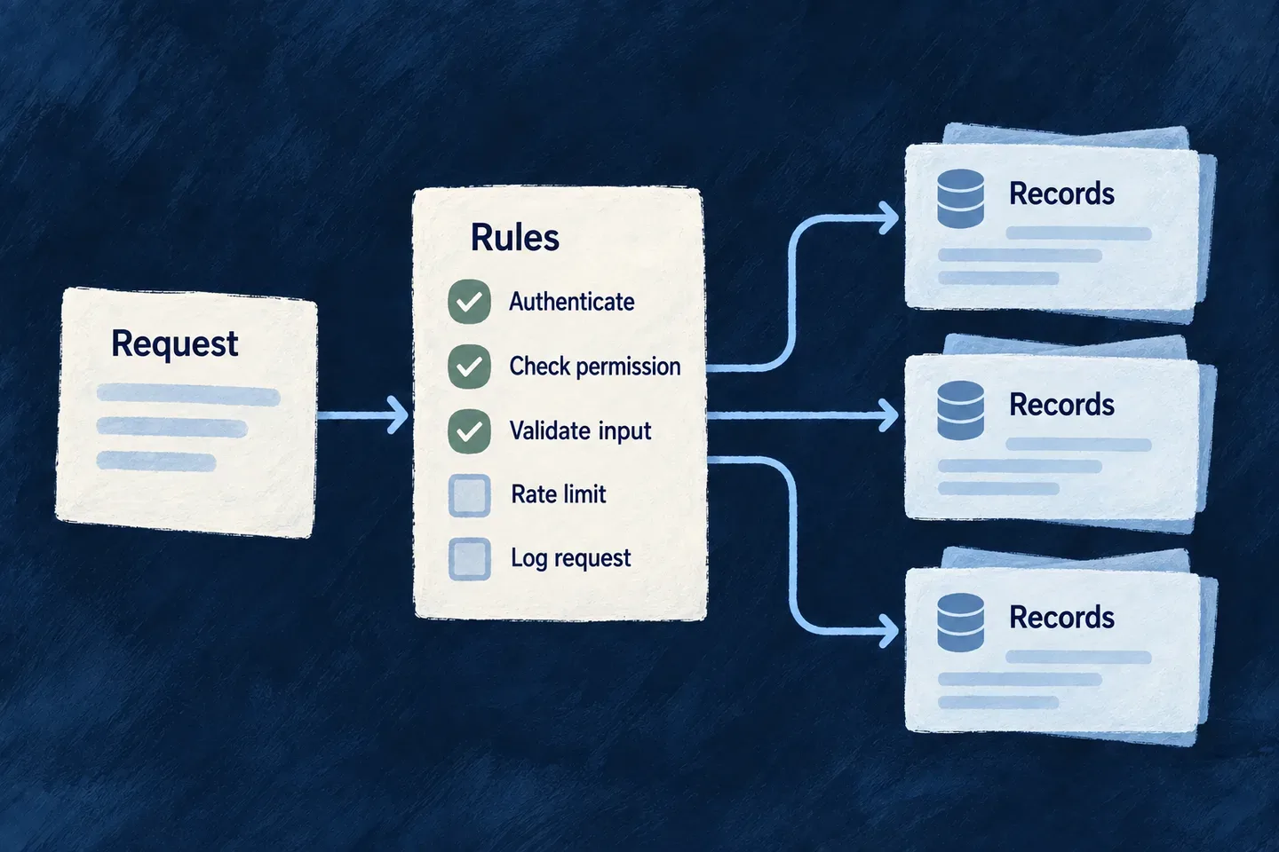 An assistant reaches application actions through declared resource tools.